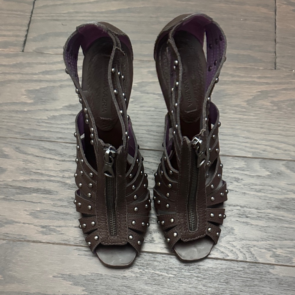 Vintage- BCBGMaxAzria Brown Peep-Toe Heels with Studs
